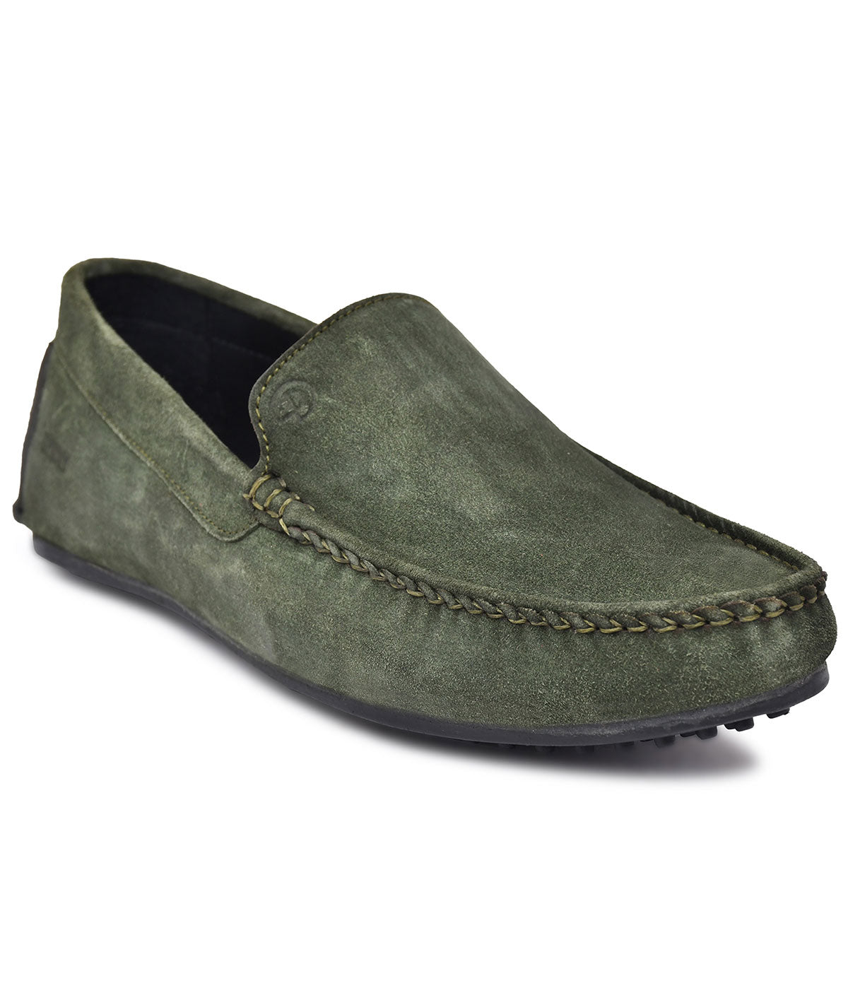 Paul Oliver Men's Velvet Suede Leather Stylish Slip-On Loafers Olive