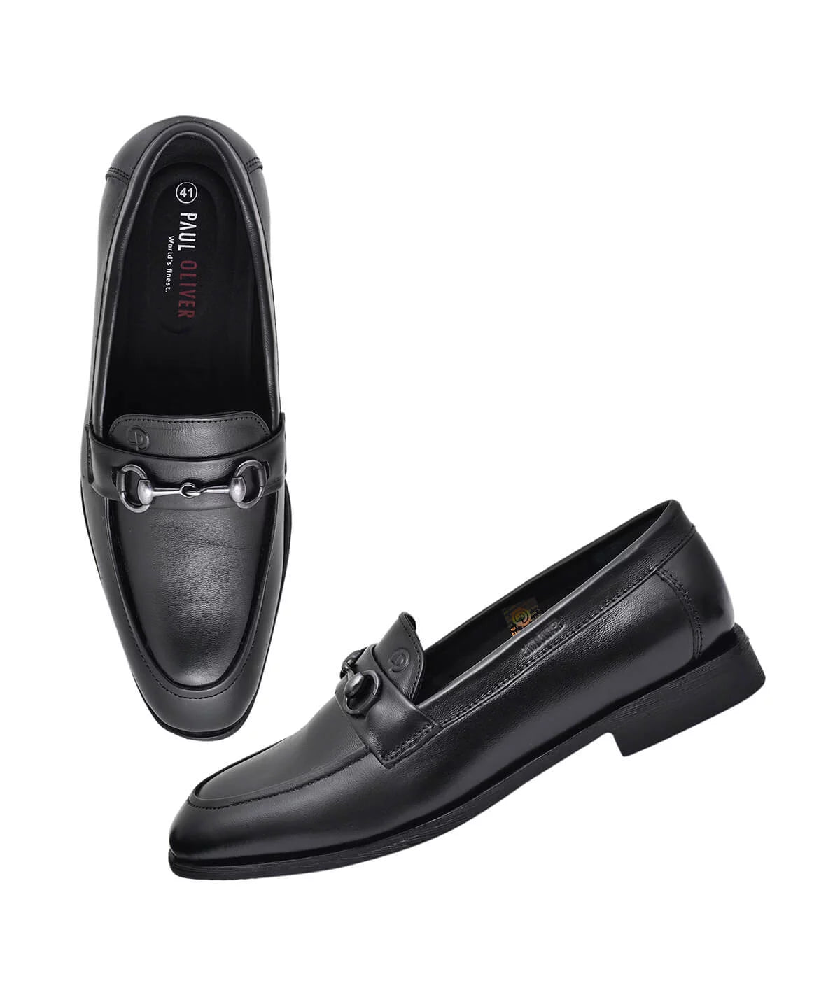 Paul Oliver Men's 100% Pure Leather Trendy Semi-Casual Stylish Shoes for All Seasons Black