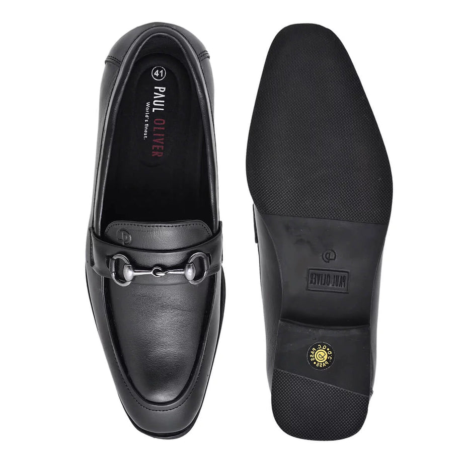 Paul Oliver Men's 100% Pure Leather Trendy Semi-Casual Stylish Shoes for All Seasons Black