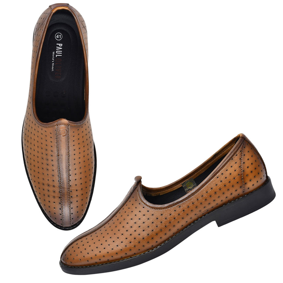 Paul Oliver Men's 100% Pure Leather Casual Stylish Shoes for All Seasons Tan