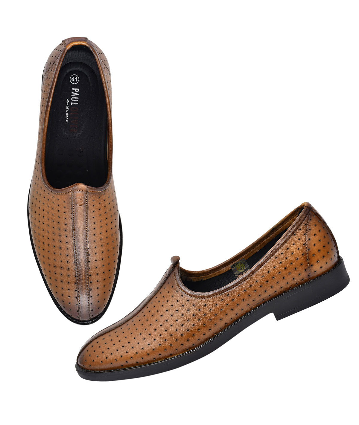 Paul Oliver Men's 100% Pure Leather Casual Stylish Shoes for All Seasons Tan