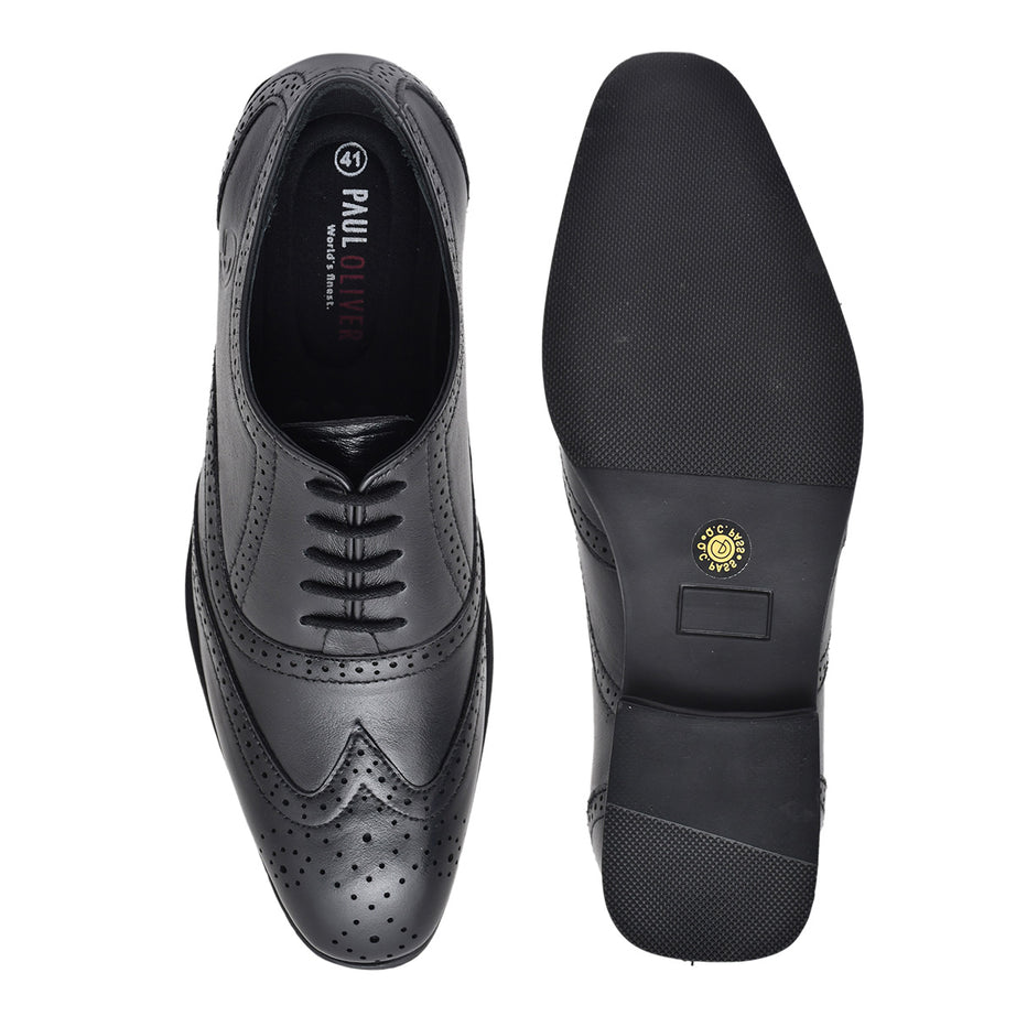 Paul Oliver Men's 100% Pure Leather Formal Stylish New Shoes for All Seasons Black