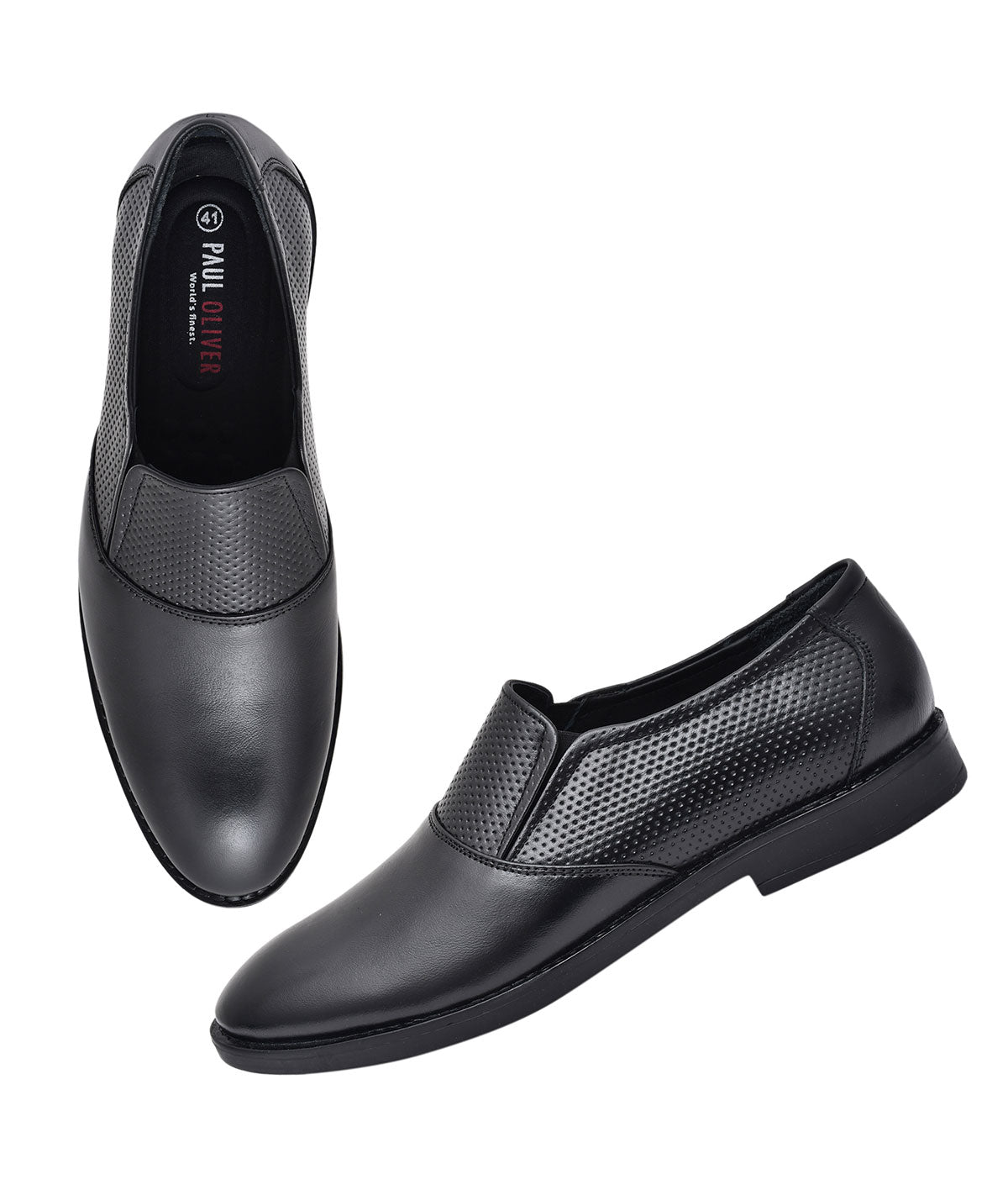Paul Oliver Men's 100% Pure Leather Formal Stylish Trendy Shoes for All Seasons Black
