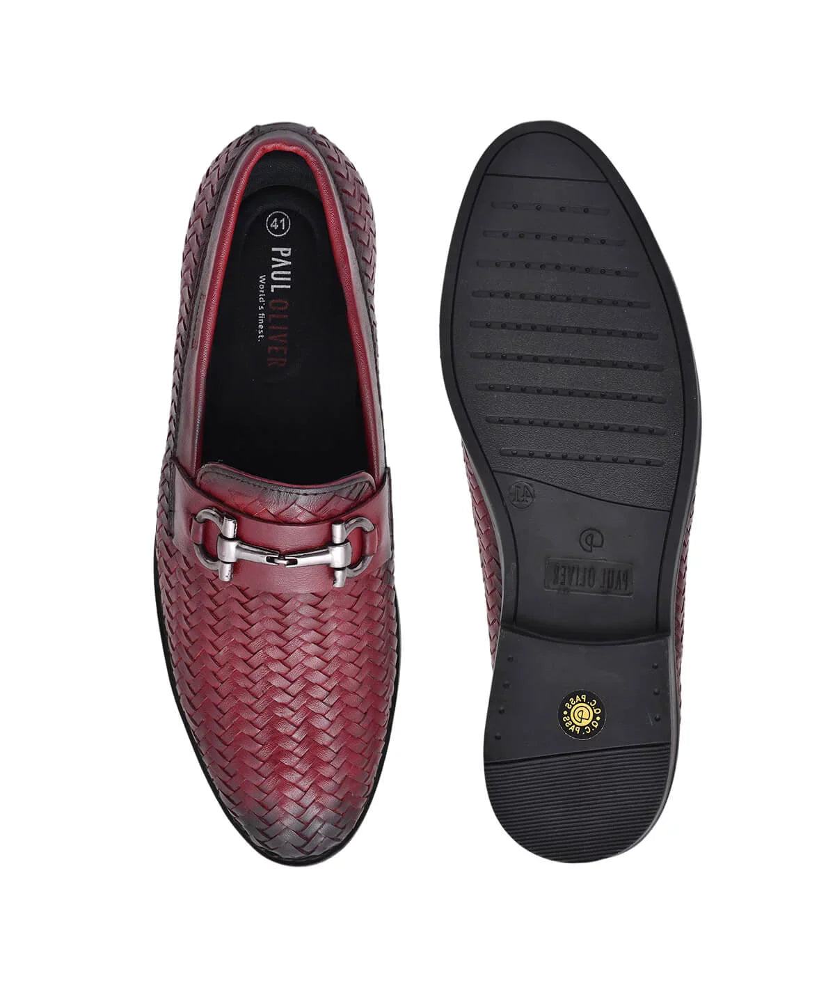 Paul Oliver Men's 100% Pure Leather Casual Stylish Shoes for All Seasons Cherry