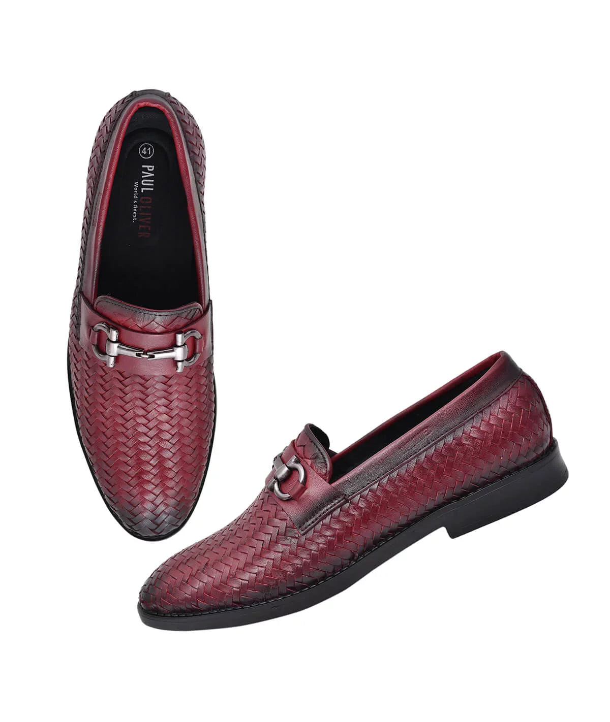 Paul Oliver Men's 100% Pure Leather Casual Stylish Shoes for All Seasons Cherry