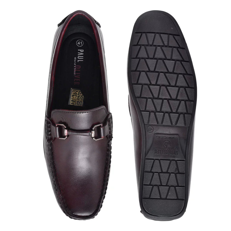 Paul Oliver Men's 100% Pure Leather Loafer Stylish Shoes for All Seasons Dark Brown