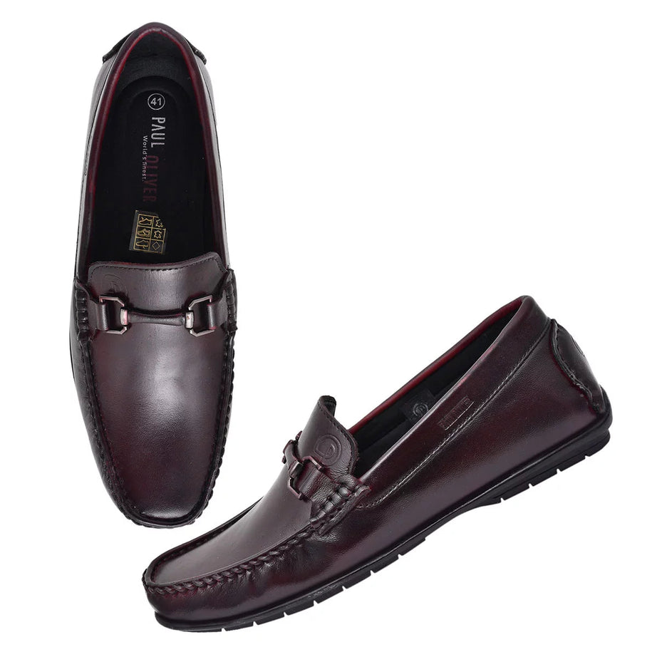 Paul Oliver Men's 100% Pure Leather Loafer Stylish Shoes for All Seasons Dark Brown