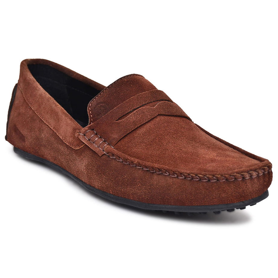 Paul Oliver Men's Velvet Suede Leather Trendy Stylish Slip-On Loafers Burgundy