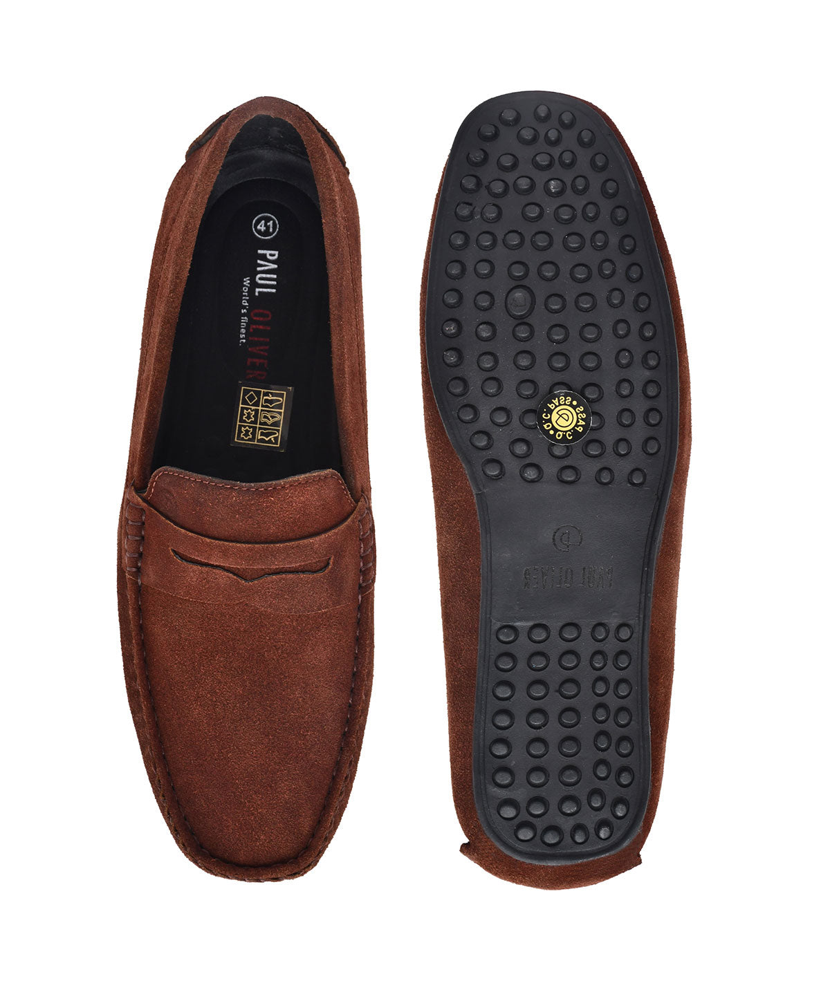 Paul Oliver Men's Velvet Suede Leather Trendy Stylish Slip-On Loafers Burgundy