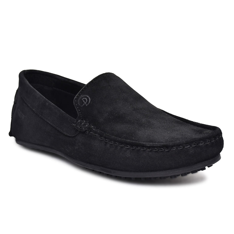 Paul Oliver Men's Velvet Suede Leather Stylish Slip-On Loafers Black