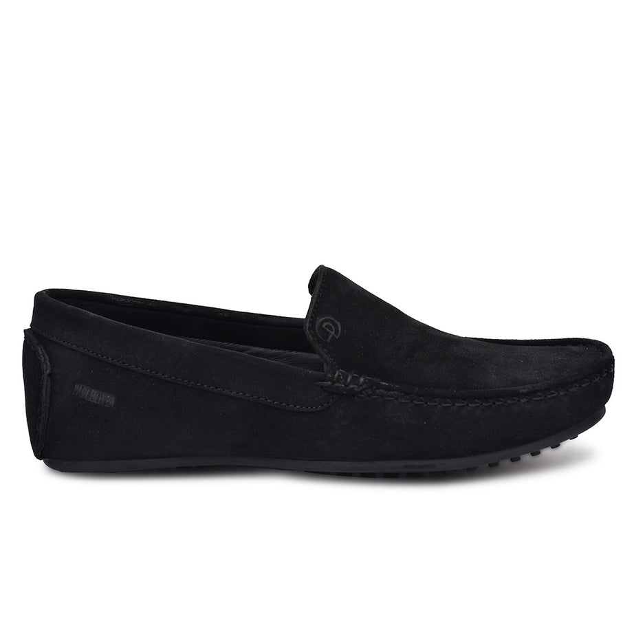 Paul Oliver Men's Velvet Suede Leather Stylish Slip-On Loafers Black