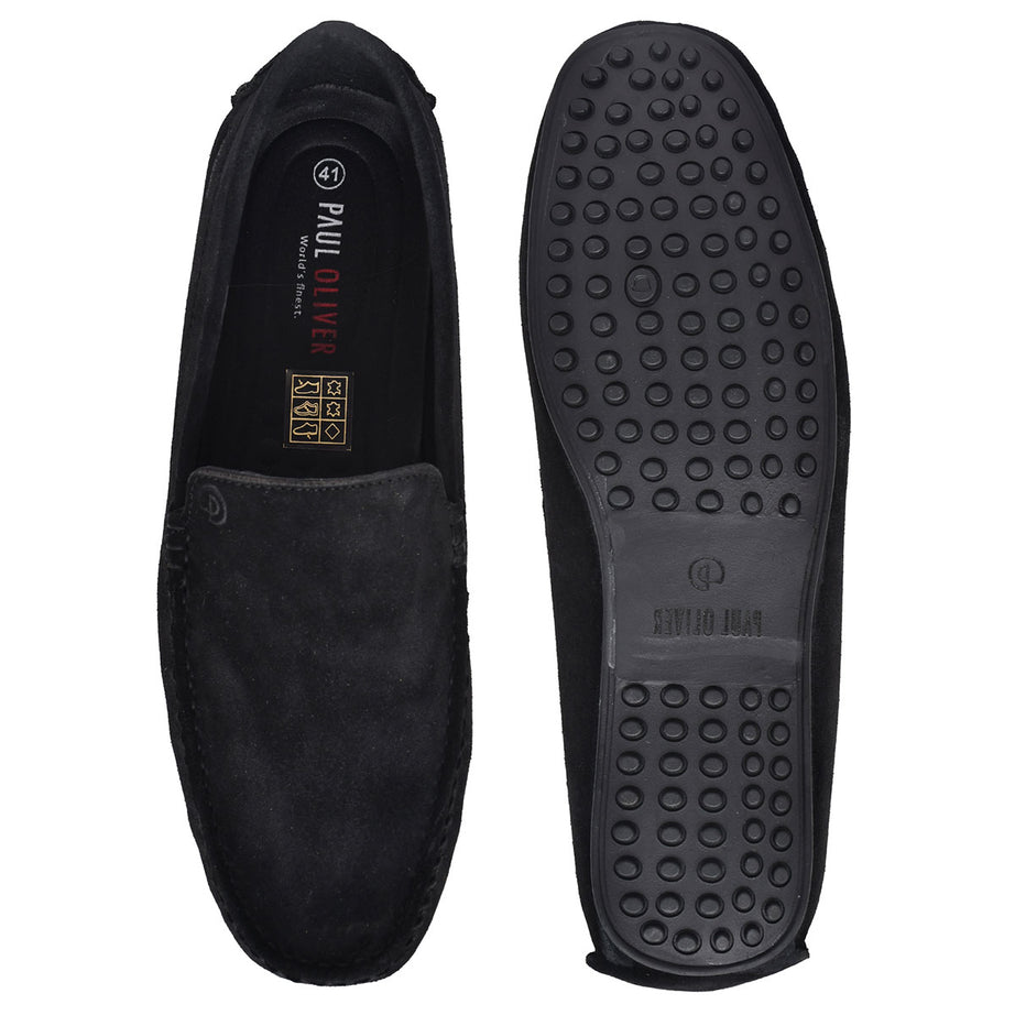 Paul Oliver Men's Velvet Suede Leather Stylish Slip-On Loafers Black