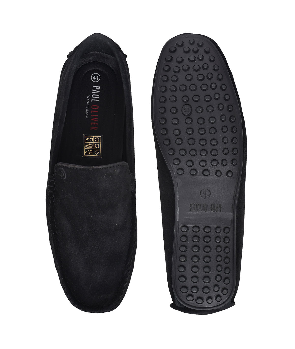Paul Oliver Men's Velvet Suede Leather Stylish Slip-On Loafers Black