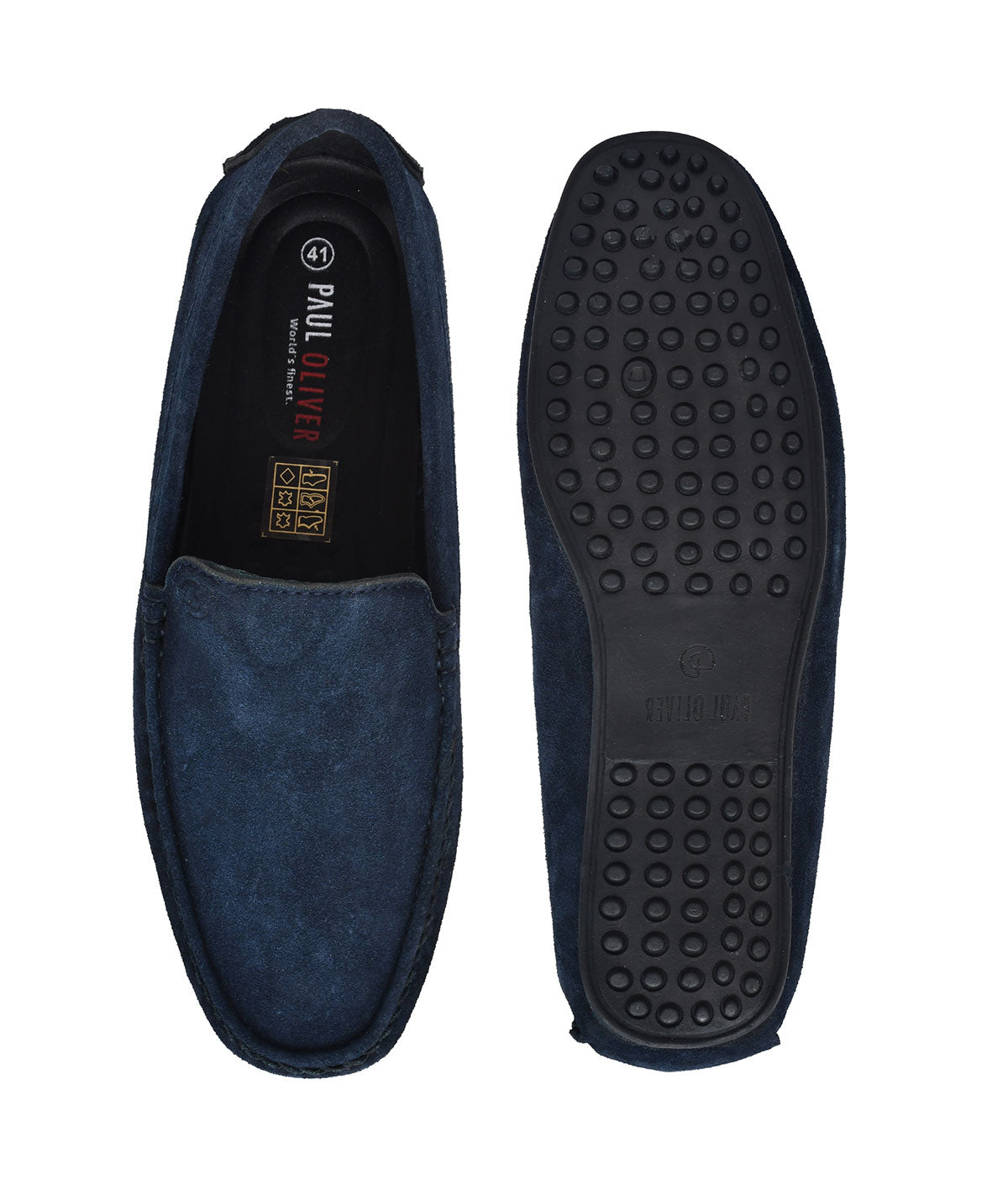 Paul Oliver Men's Velvet Suede Leather Stylish Slip-On Loafers Blue