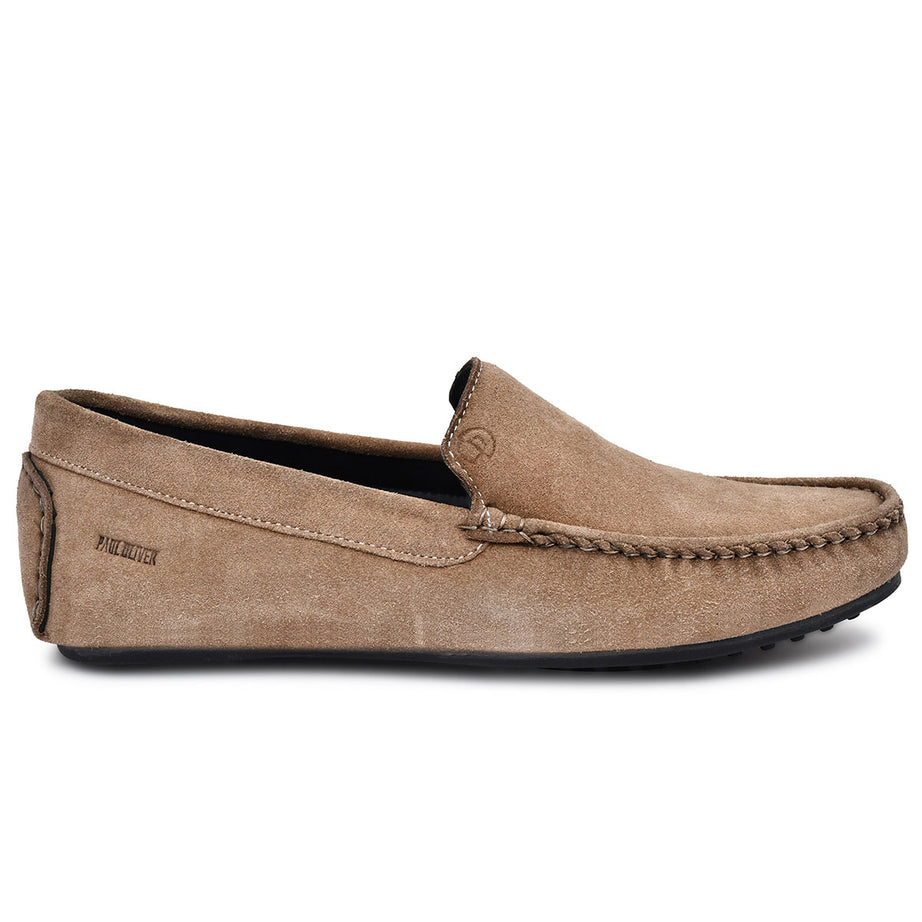 Paul Oliver Men's Velvet Suede Leather Stylish Slip-On Loafers Chiku