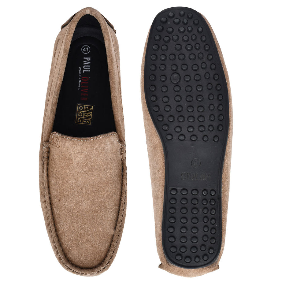 Paul Oliver Men's Velvet Suede Leather Stylish Slip-On Loafers Chiku