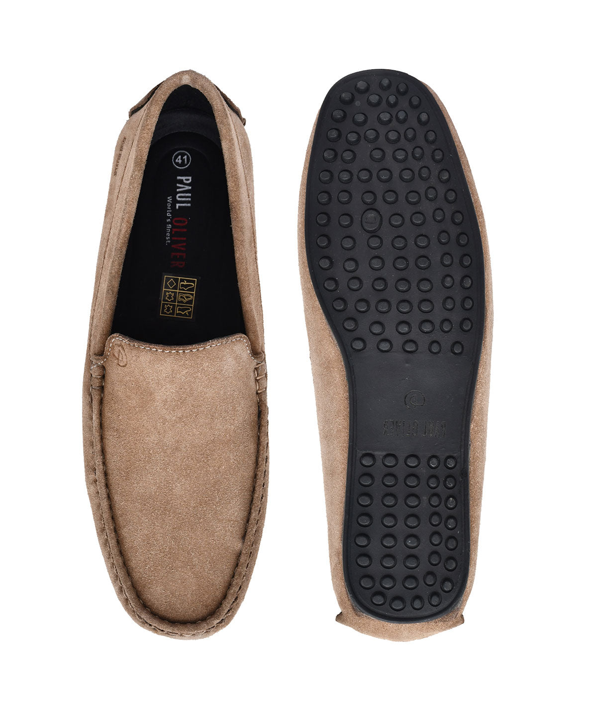 Paul Oliver Men's Velvet Suede Leather Stylish Slip-On Loafers Chiku