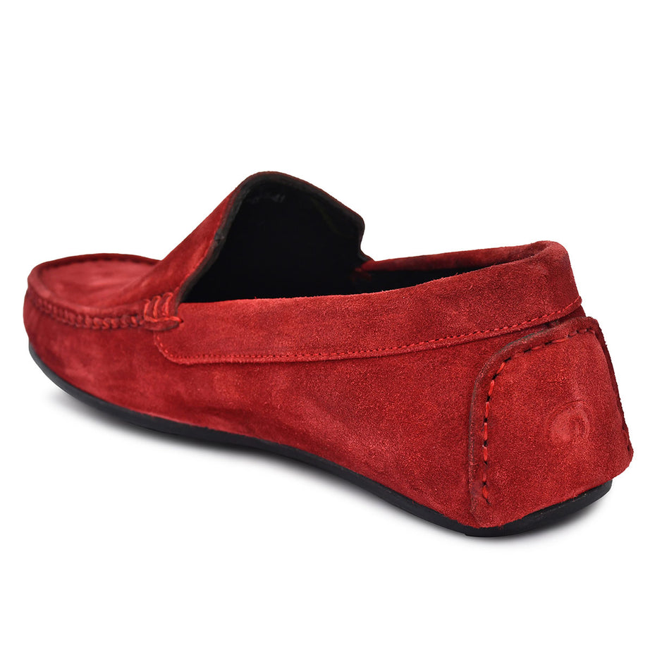 Paul Oliver Men's Velvet Suede Leather Stylish Slip-On Loafers Red