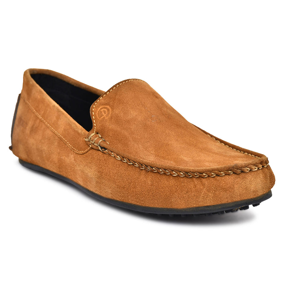 Paul Oliver Men's Velvet Suede Leather Stylish Slip-On Loafers Tan