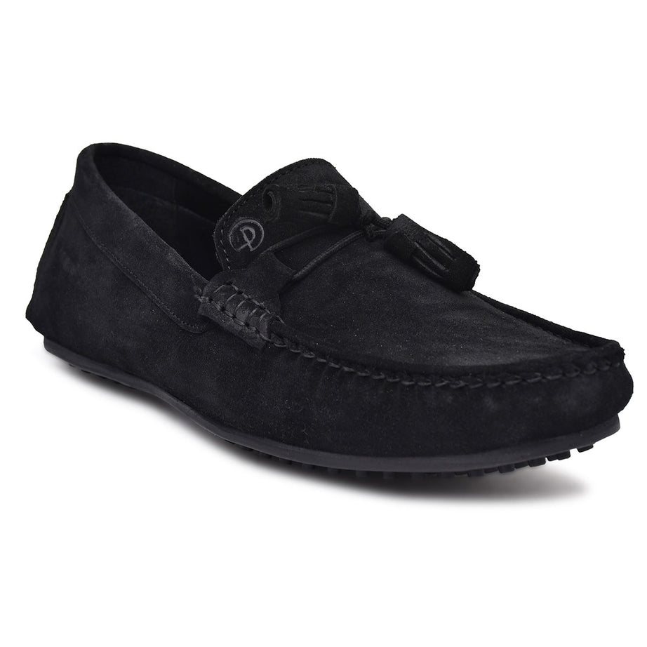 Paul Oliver Men's Velvet Suede Leather Stylish Trendy Slip-On Loafers Black