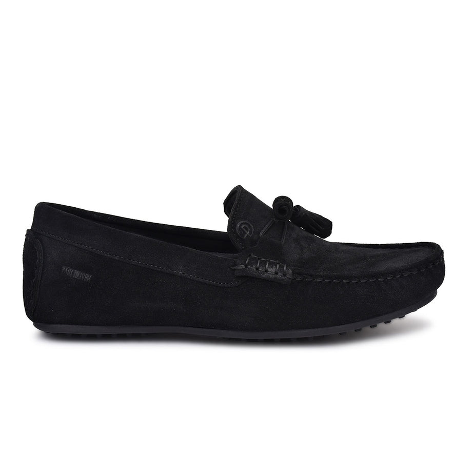 Paul Oliver Men's Velvet Suede Leather Stylish Trendy Slip-On Loafers Black