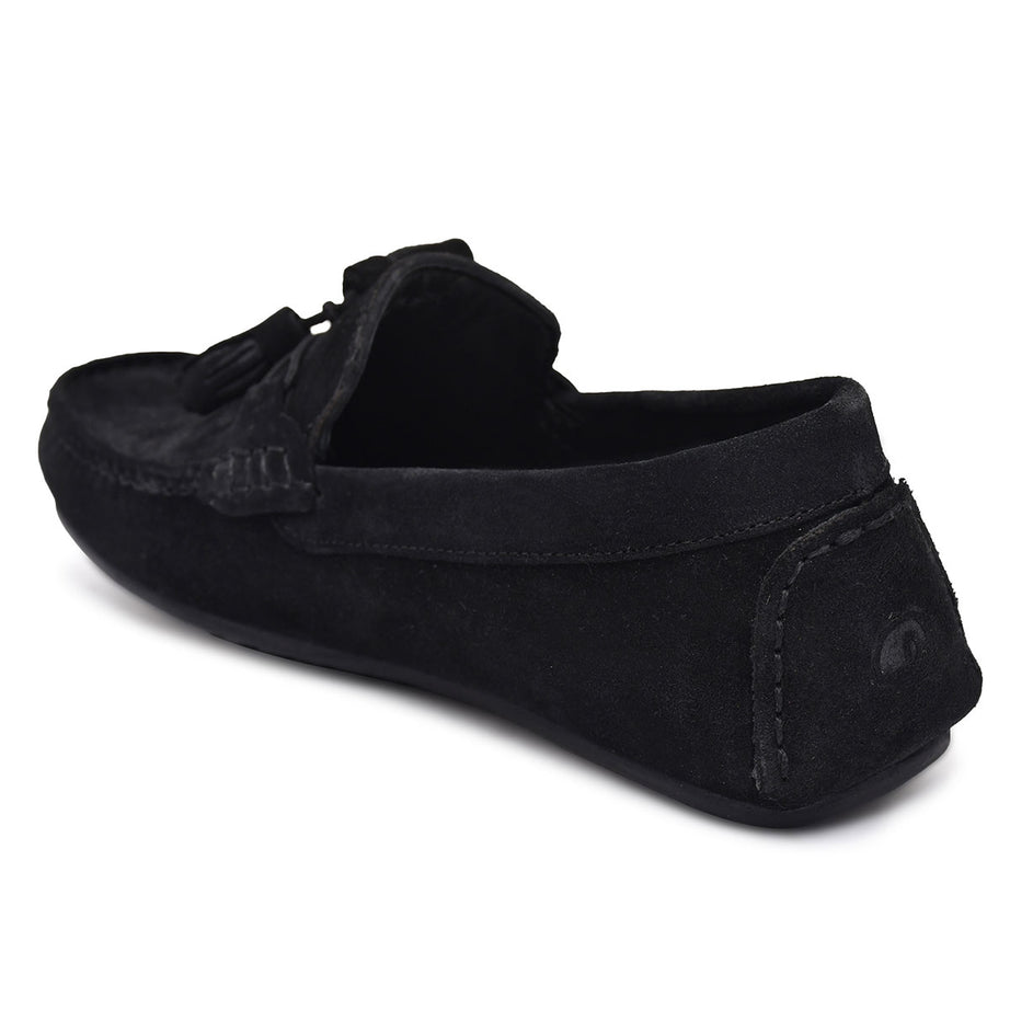Paul Oliver Men's Velvet Suede Leather Stylish Trendy Slip-On Loafers Black