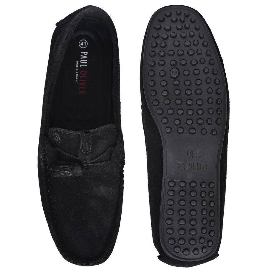 Paul Oliver Men's Velvet Suede Leather Stylish Trendy Slip-On Loafers Black