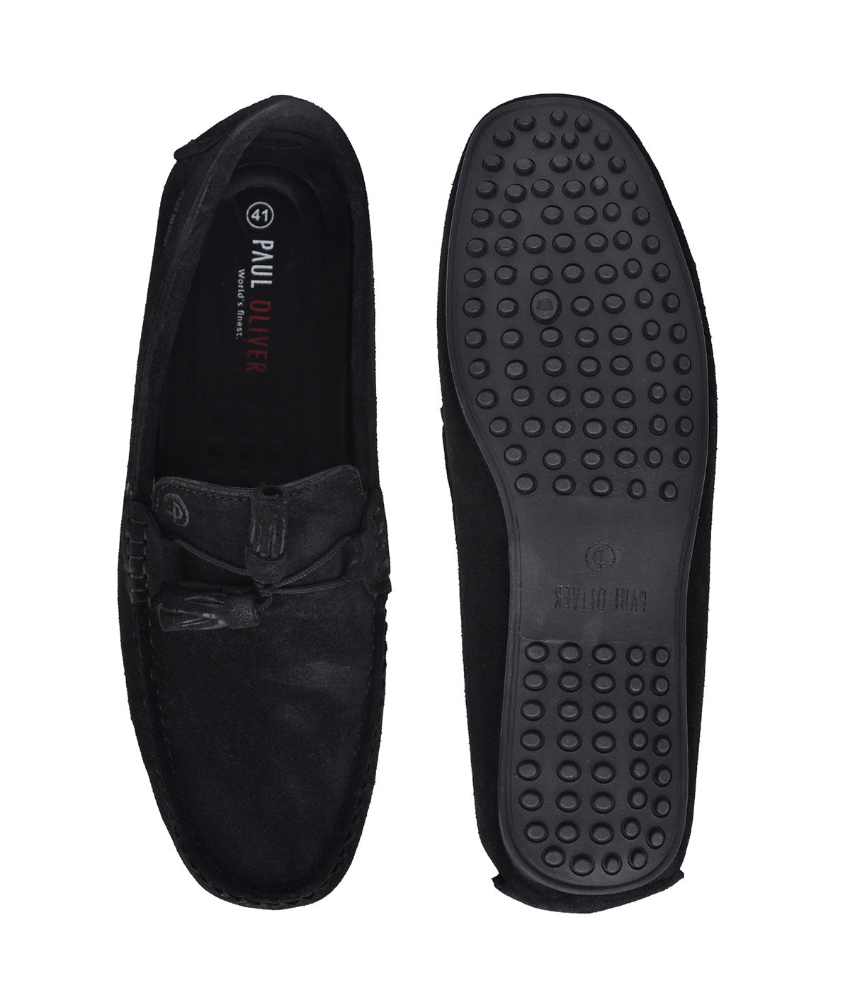 Paul Oliver Men's Velvet Suede Leather Stylish Trendy Slip-On Loafers Black