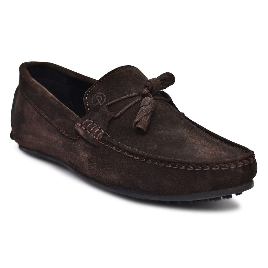 Paul Oliver Men's Velvet Suede Leather Stylish Trendy Slip-On Loafers Brown