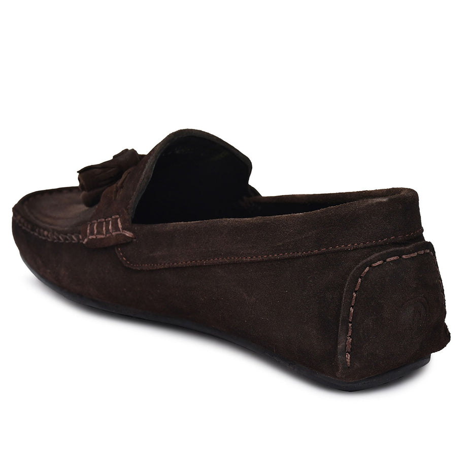 Paul Oliver Men's Velvet Suede Leather Stylish Trendy Slip-On Loafers Brown