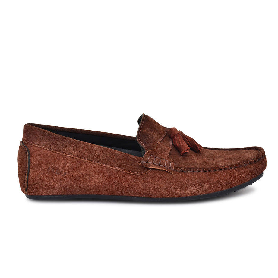 Paul Oliver Men's Velvet Suede Leather Stylish Trendy Slip-On Loafers Burgundy