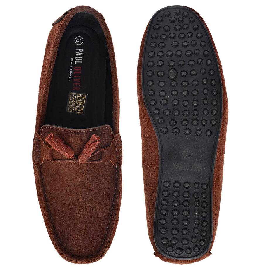 Paul Oliver Men's Velvet Suede Leather Stylish Trendy Slip-On Loafers Burgundy