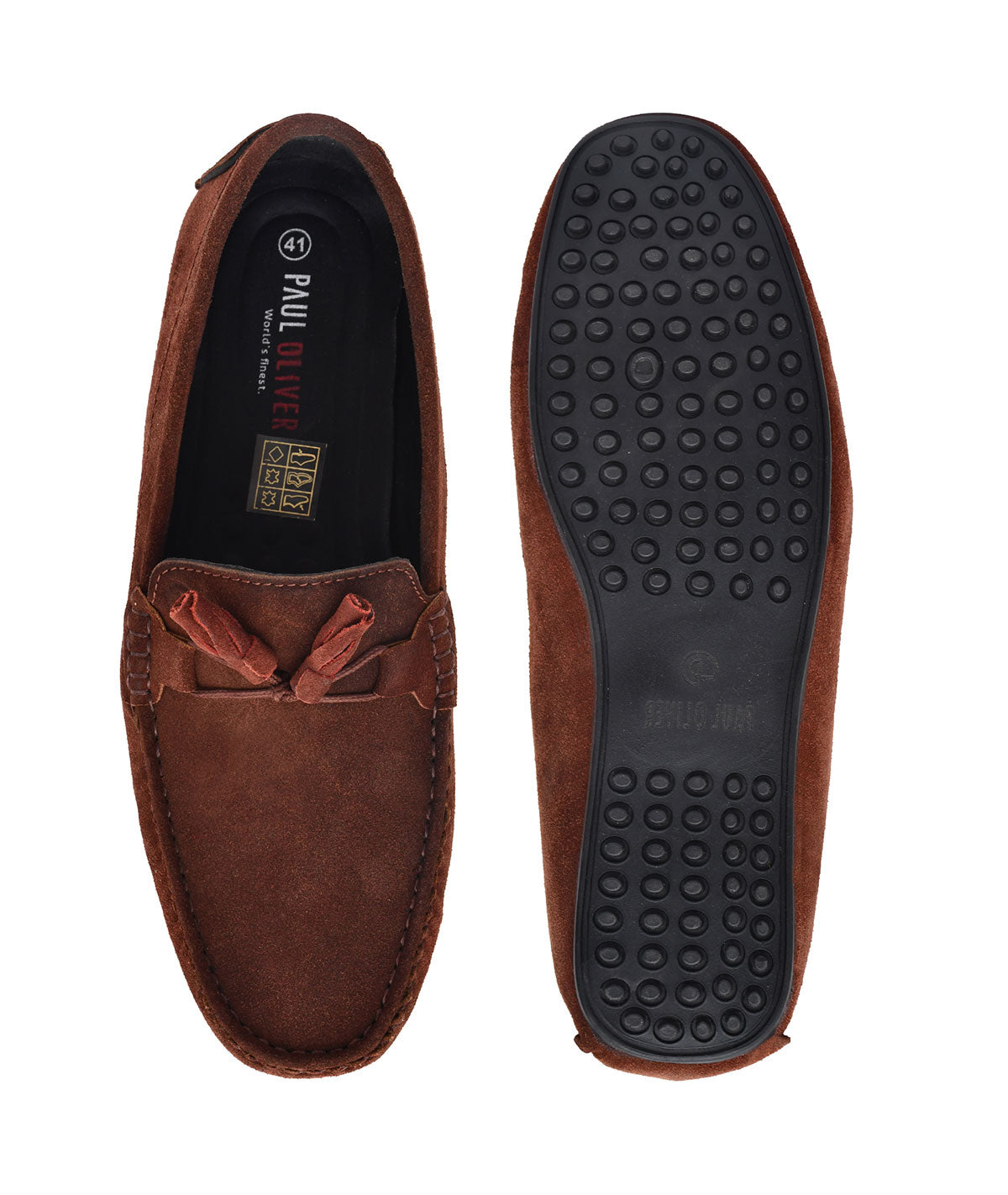 Paul Oliver Men's Velvet Suede Leather Stylish Trendy Slip-On Loafers Burgundy