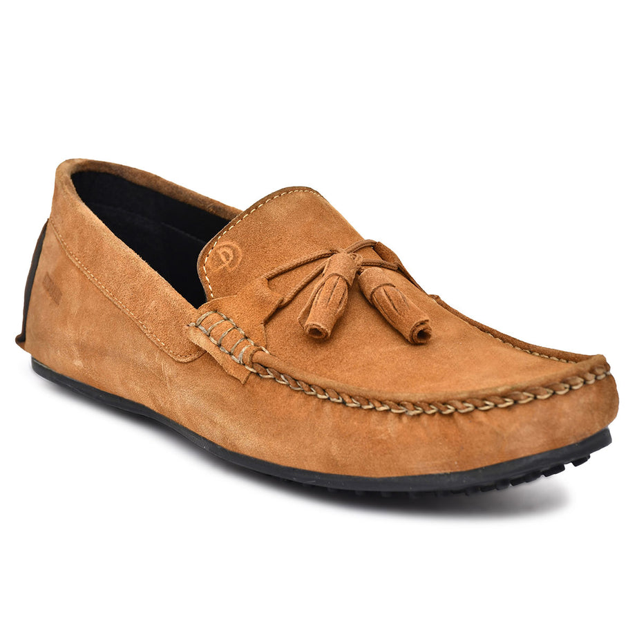 Paul Oliver Men's Velvet Suede Leather Stylish Trendy Slip-On Loafers Tan