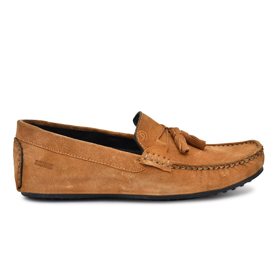 Paul Oliver Men's Velvet Suede Leather Stylish Trendy Slip-On Loafers Tan