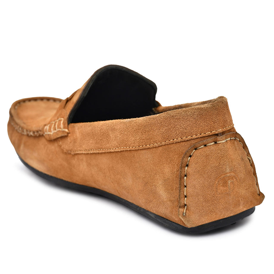 Paul Oliver Men's Velvet Suede Leather Stylish Trendy Slip-On Loafers Tan