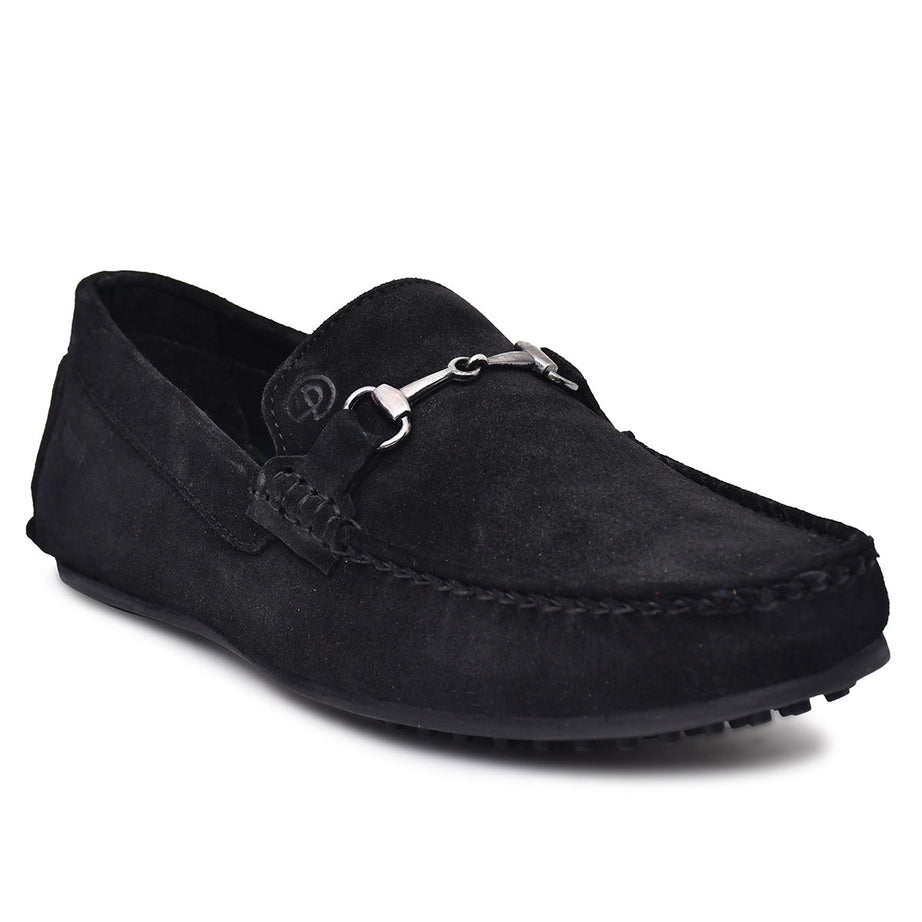 Paul Oliver Men's Velvet Suede Leather Trendy Stylish Shoes Slip-On Loafers Black