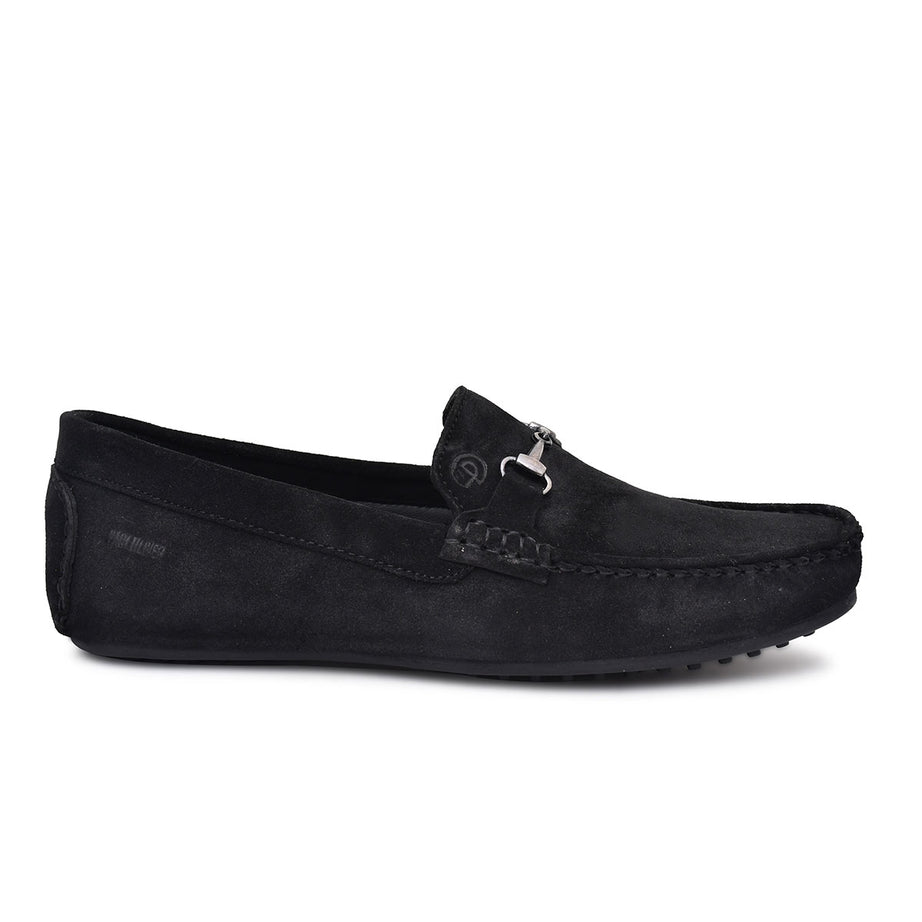 Paul Oliver Men's Velvet Suede Leather Trendy Stylish Shoes Slip-On Loafers Black