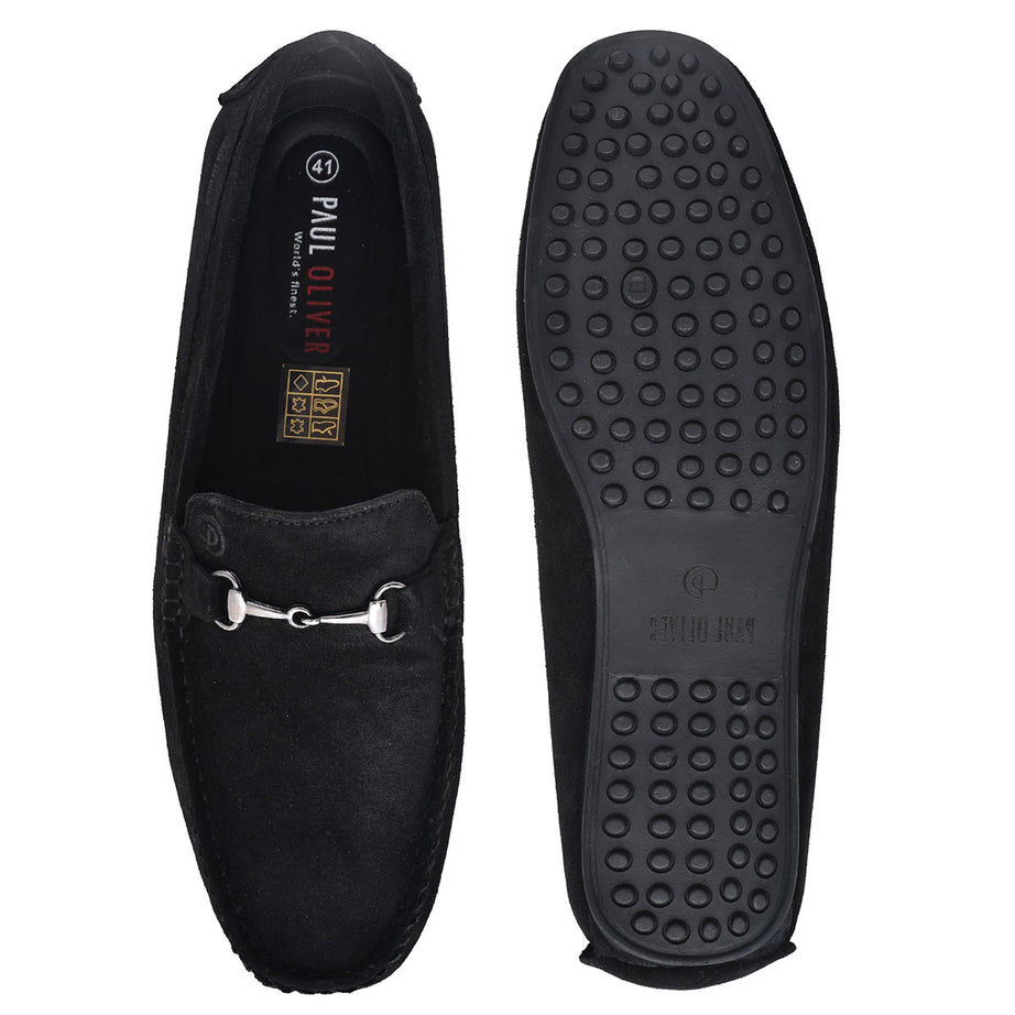 Paul Oliver Men's Velvet Suede Leather Trendy Stylish Shoes Slip-On Loafers Black