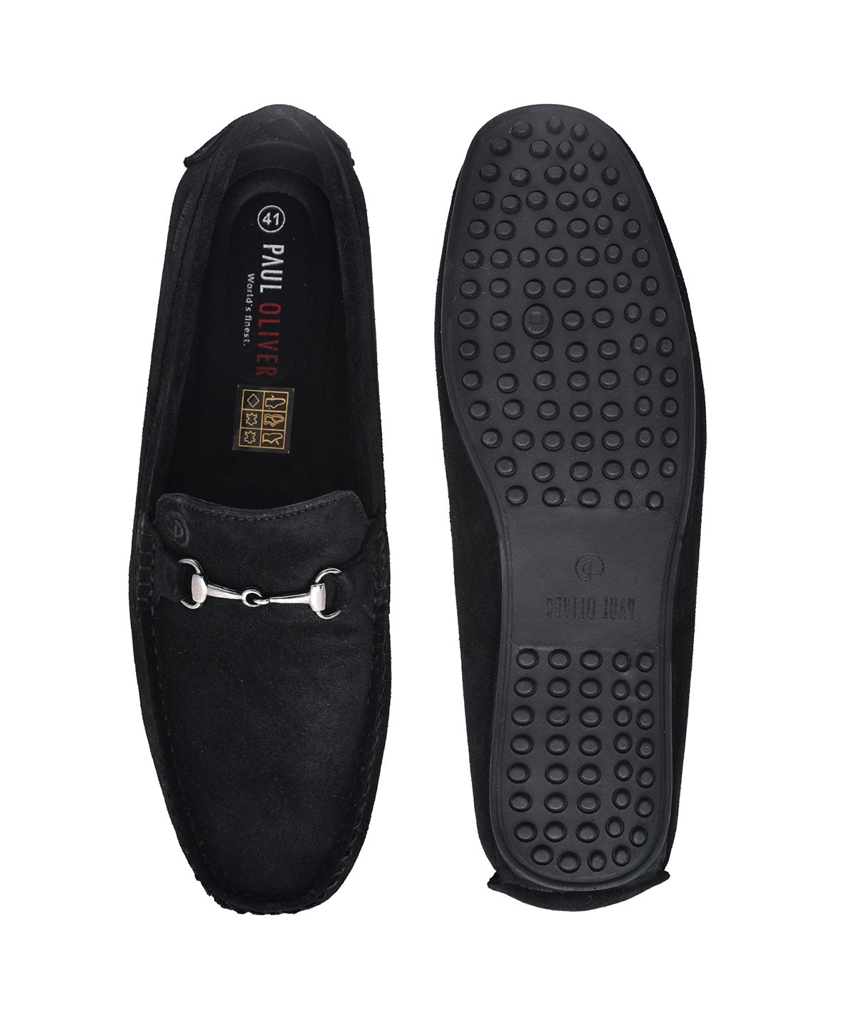 Paul Oliver Men's Velvet Suede Leather Trendy Stylish Shoes Slip-On Loafers Black