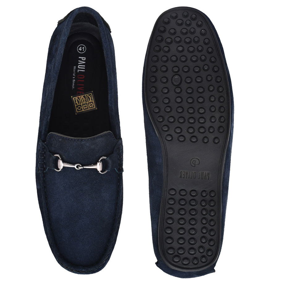 Paul Oliver Men's Velvet Suede Leather Trendy Stylish Shoes Slip-On Loafers Blue