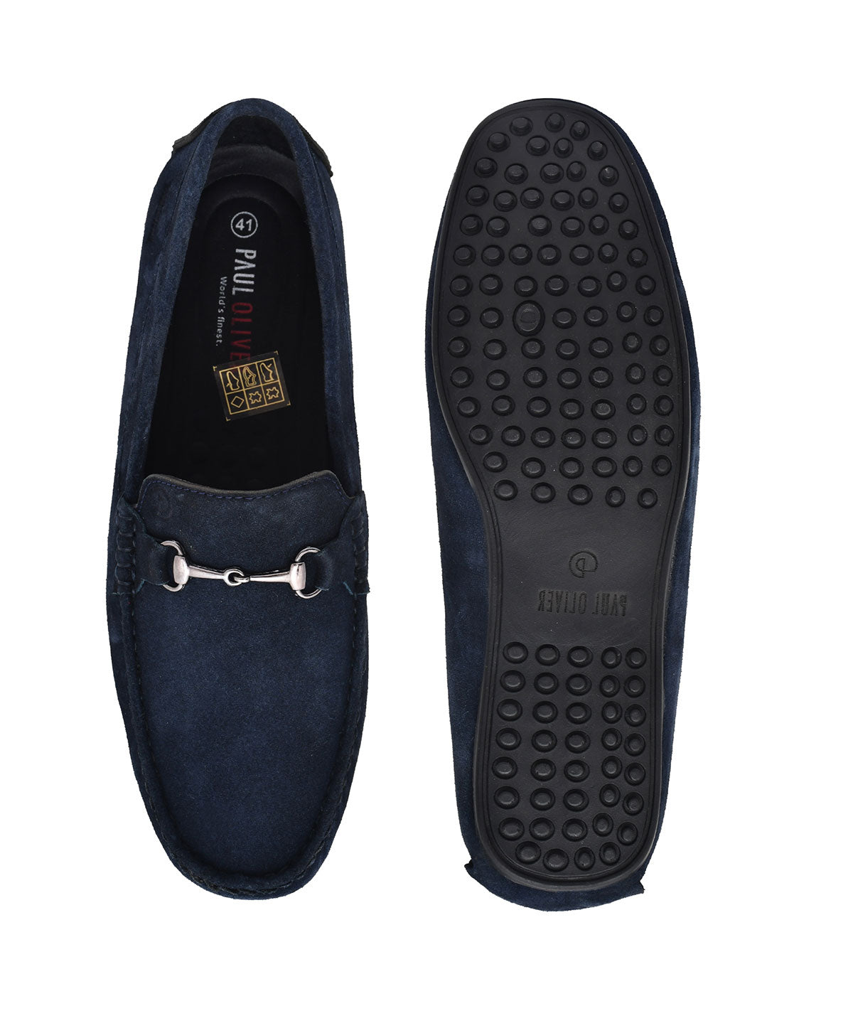 Paul Oliver Men's Velvet Suede Leather Trendy Stylish Shoes Slip-On Loafers Blue