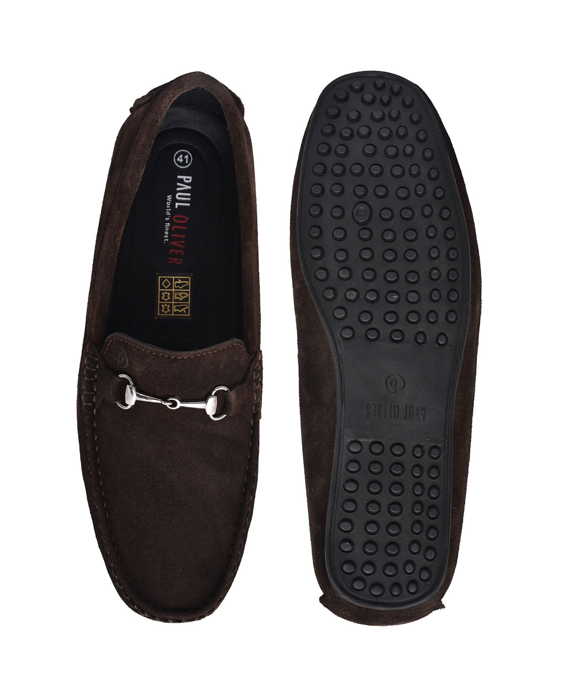 Paul Oliver Men's Velvet Suede Leather Trendy Stylish Shoes Slip-On Loafers Brown