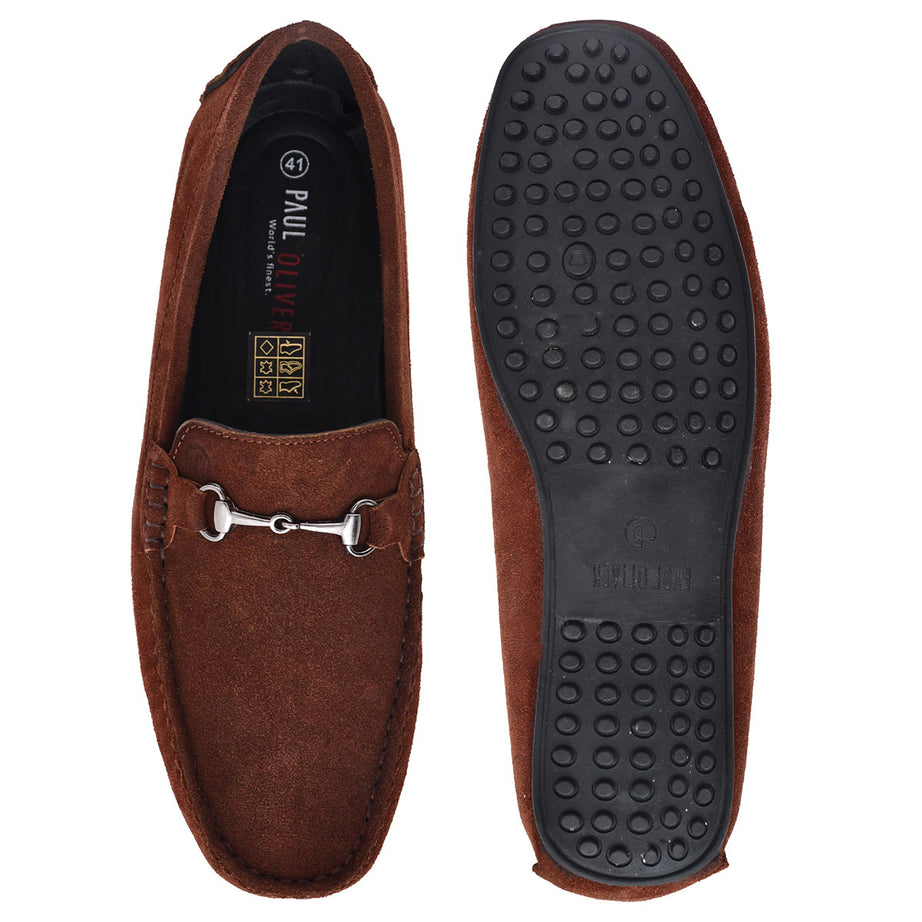 Paul Oliver Men's Velvet Suede Leather Trendy Stylish Shoes Slip-On Loafers Burgundy