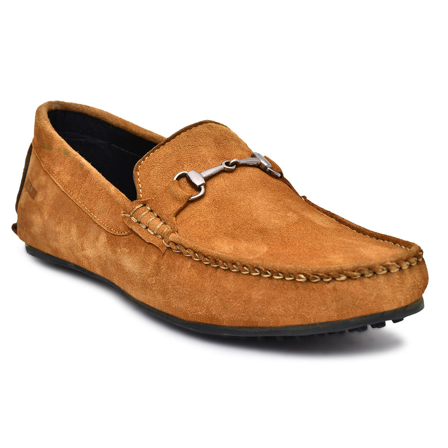 Paul Oliver Men's Velvet Suede Leather Trendy Stylish Shoes Slip-On Loafers Tan