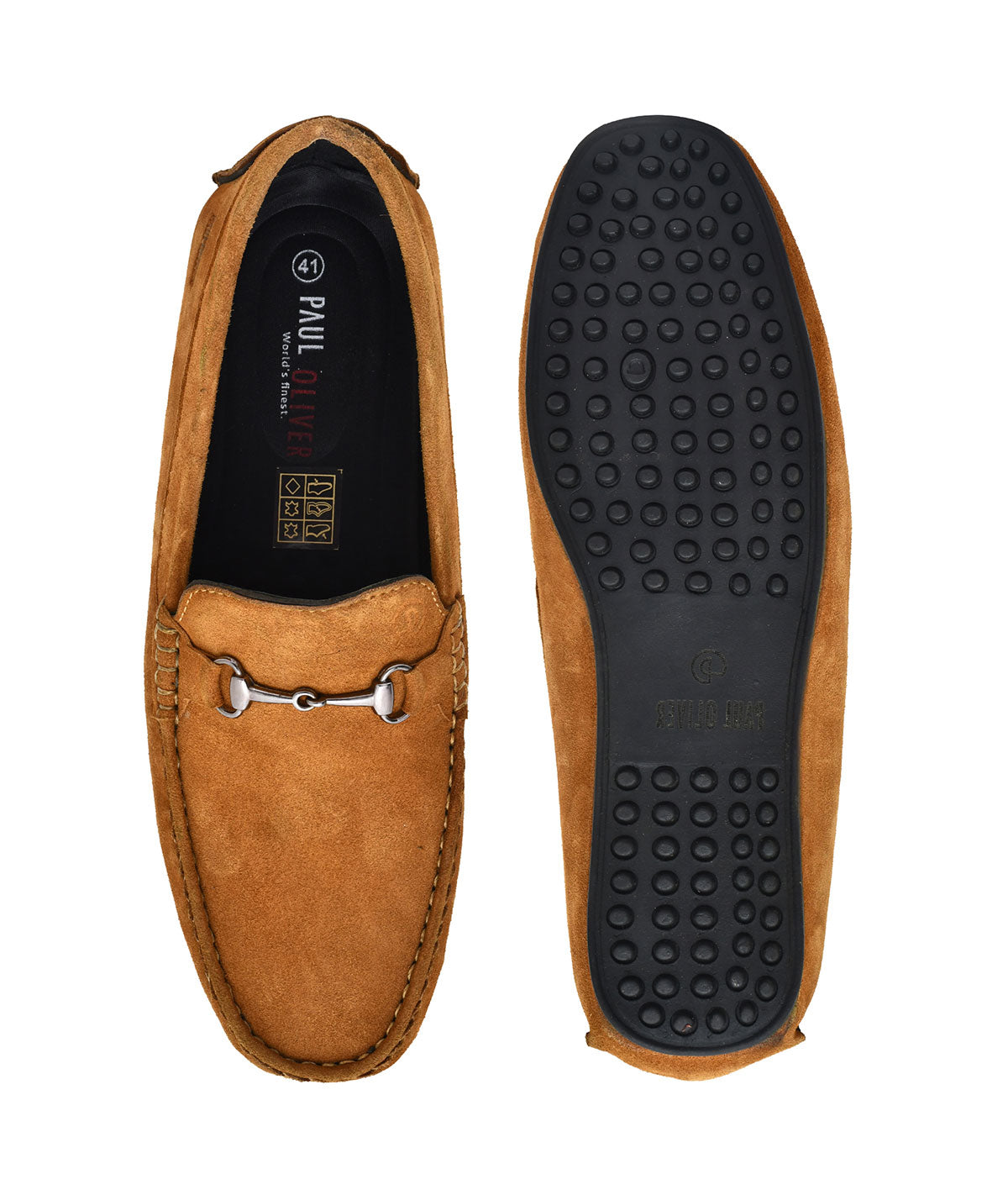 Paul Oliver Men's Velvet Suede Leather Trendy Stylish Shoes Slip-On Loafers Tan