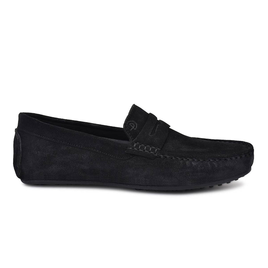 Paul Oliver Men's Velvet Suede Leather Trendy Stylish Slip-On Loafers Black