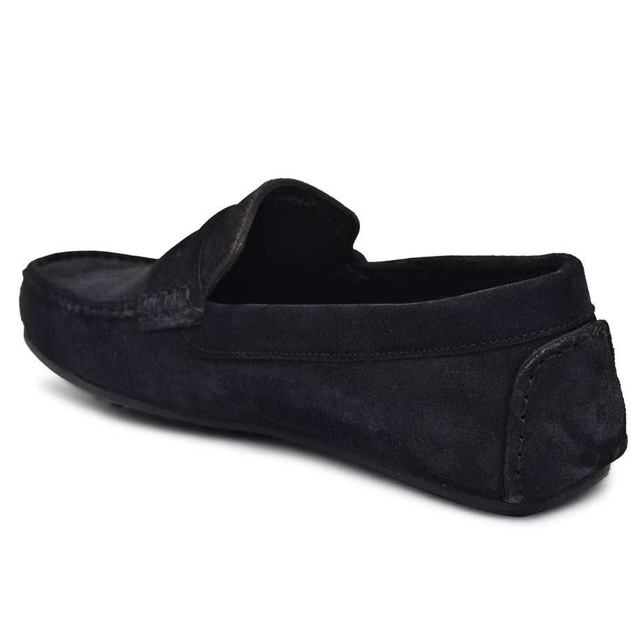 Paul Oliver Men's Velvet Suede Leather Trendy Stylish Slip-On Loafers Black