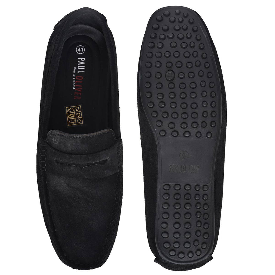 Paul Oliver Men's Velvet Suede Leather Trendy Stylish Slip-On Loafers Black