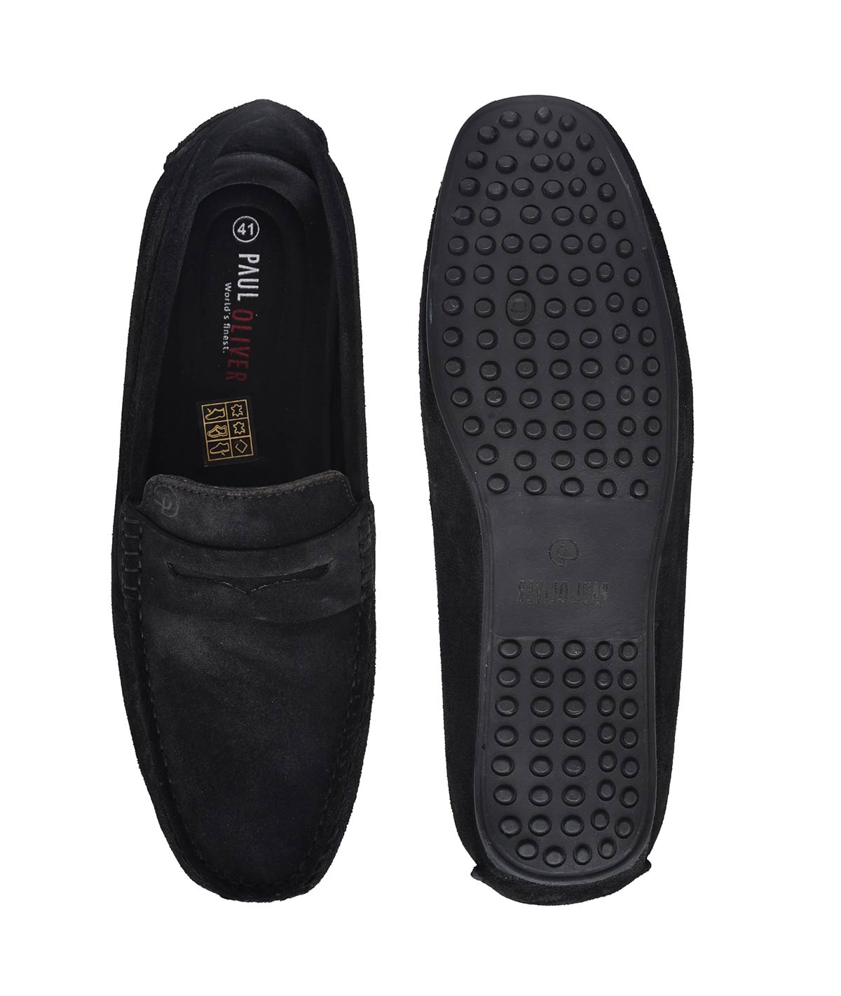 Paul Oliver Men's Velvet Suede Leather Trendy Stylish Slip-On Loafers Black